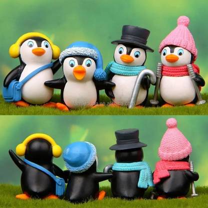 Satyam Kraft 1 Set Penguin Miniature Set for Unique Gift, Valentine, Wedding decor Items Decorative Showpiece  -  5 cm
