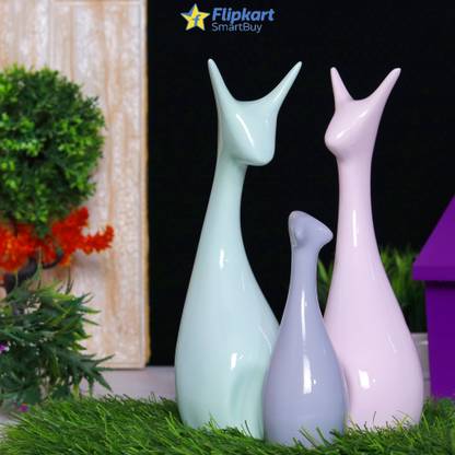 Flipkart SmartBuy Lucky Deer Statue Family Piano Finish Ceramic Figures Deer Couple showpiece Decorative Showpiece  -  25 cm