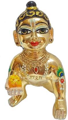 MANDIR MAHAL Laddu Gopal Idol/Bal Gopal/Thakur Ji ashtdhatu Murti SIZE 5 NO Decorative Showpiece  -  2 cm