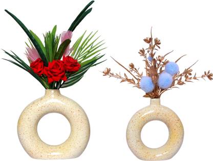 Flipkart SmartBuy Matte/Glossy Finish Round Shaped Flower Pot for Modern Gardens" Decorative Showpiece  -  15 cm