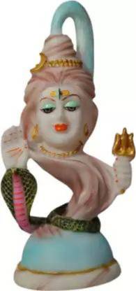 welno international Marble Dust Shiva Face with Ganga on Head Statue For Pooja Decorative Showpiece  -  28 cm