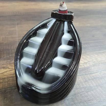 Tanish Handicraft Jantar Mantar Backflow Smoke Fountain Incense Holder with Free 10 Cones Decorative Showpiece - 10 cm