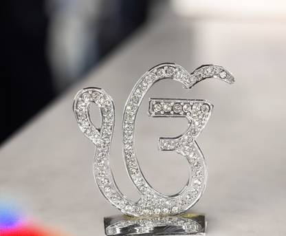 De-Ultimate Metal Sikh/Punjabi Ek Onkar Idol for Gifting, Home/Office And Car Dashboard Decorative Showpiece  -  6 cm