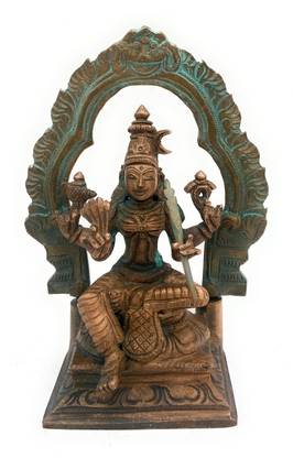 South Brass Bronze Rajarajeshwari Murti Tripura Sundari Raja Rajeshwari Raj Rajeshwari Decorative Showpiece  -  16 cm