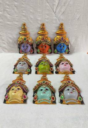 Puja Celebrations Navadurga Decorated Devi Faces Set of 9(6.5 inches) Decorative Showpiece  -  16 cm