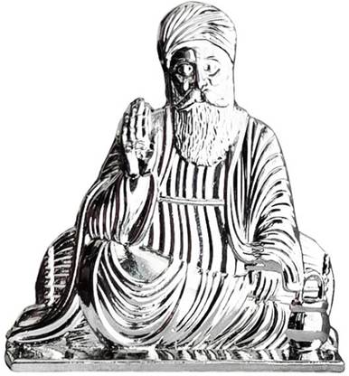 M Men Style Gurunanak dev ji and Waheguru Metal Statue Sikhism Idol Decorative Showpiece  -  5.5 cm