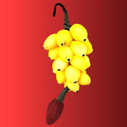 HOIVA 1. Artificial yellow sponge banana hanging for Home / office - 7 inch Decorative Showpiece  -  18 cm