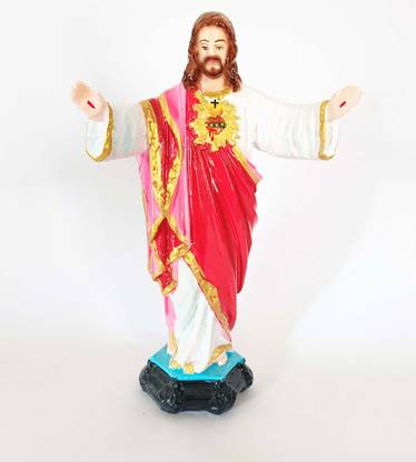 DIVINE Jesus Sacred Heart Blessing Fiber Statue Holy Christian God figures Religious Decorative Showpiece  -  26 cm
