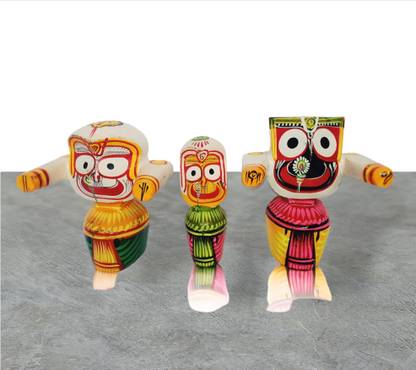 Dhaksh handicrafts Dhaksh handicrafts lord jagannath wooden idol set of 6 inch (15 cm) idols Decorative Showpiece  -  15 cm