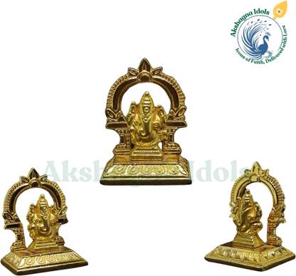 Akshagna Idols German Silver Lord Ganesha Idol – 6 cm x 6 cm Decorative Showpiece  -  10 cm