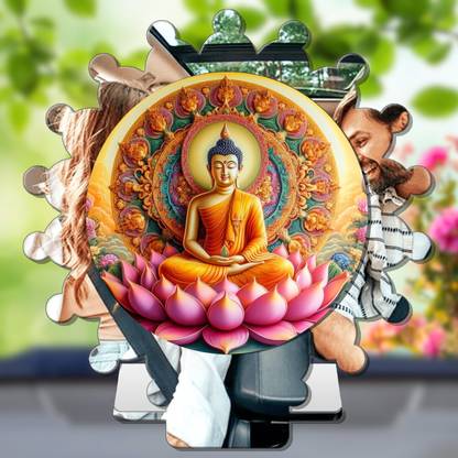 GiftsRange Gautam Buddha Silver Car Dashboard Idol Premium Decorative Showpiece  -  8 cm