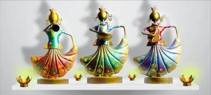 Dancing Figurine Set Hand-Painted Metal Sculptures 24 cm Religious Idol & Figurine