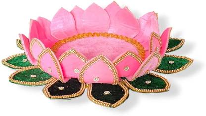 PurpleBliss Lotus Stand Base 15 Inch | Varalakshmi Idol for Pooja | Varalakshmi Stand Decorative Showpiece  -  9 cm