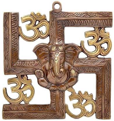 JaipurCrafts Premium Lord Swastik Om With Ganesha Wall Hanging for Home/Office Wall Decor Decorative Showpiece  -  22.86 cm