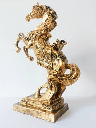 nishiraj enterprises VINTAGE HORSE STANDING STATUE Decorative Showpiece  -  42 cm