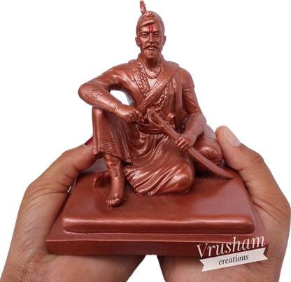 Vrusham Creations Chatrapati Sambhaji Maharaj statue Baithak 4.5 inch Decorative Showpiece  -  12 cm