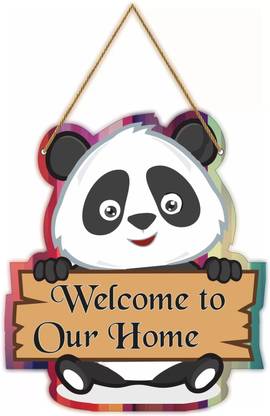 phical art Stylish Wooden Printed Panda Wall Hanging For Home Decor | Decorative Showpiece - 2.5 cm