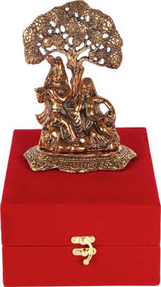 RKONECT Radha Krishna Idol Sitting Under Tree Murti With Box Best Gift Decorative Showpiece  -  19 cm