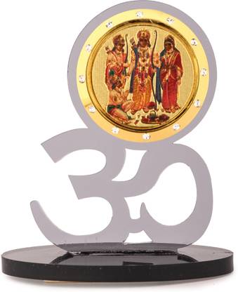 Divine Collections Enterprises Shri Ram Parivar Photo in Om Idol Photo Frame for Car Dashboard Decorative Showpiece  -  8 cm