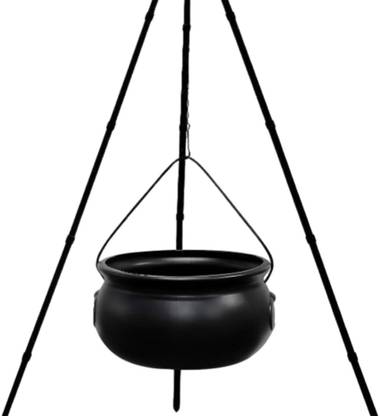 Lyla Halloween Witch Cauldron on Tripod with String Lights for Home Outside Style A Decorative Showpiece  -  5 cm