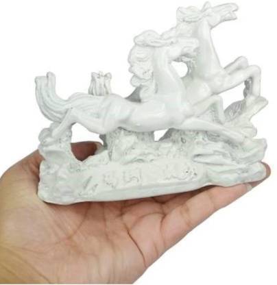 SMVDT TWO RUNNING VICTORY HORSES STATUE (WHITE) DECORATIVE SHOWPIECE Decorative Showpiece  -  12 cm