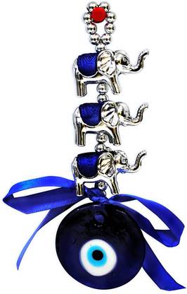 Home Genie Evil Eye Elephant Hanging for Vastu Nazar Suraksha Reiki Healing Decorative Showpiece  -  8 cm