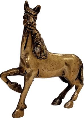 Purpledip Brass Statuette Horse Stallion: Collectible Art Showpiece Decorative Showpiece  -  5 cm