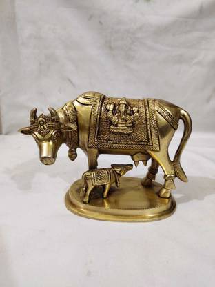 Anupam Agrawal Cow calf 5 , 1.5kg Decorative Showpiece  -  12.5 cm
