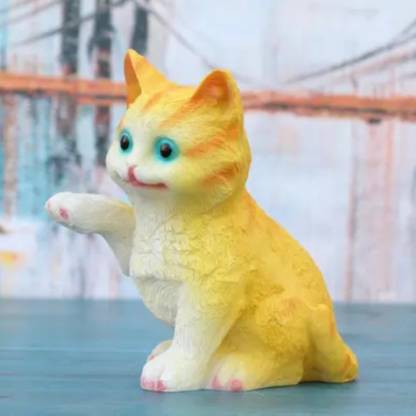 IDOLITE Little Yellow Cat Idols & Figurines for Home Decor Decorative Showpiece  -  12.5 cm