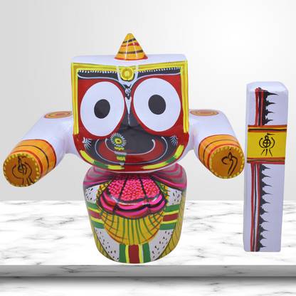 Real Craft Spiritual Jagannath Puri Darshan at Home - Sudarshan Included Decorative Showpiece  -  25 cm