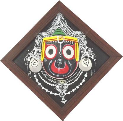 Real Craft Lord Jagannath with Frame/Handmade Wall Hanging for Home Décor Decorative Showpiece  -  21 cm