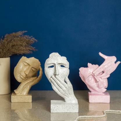 THE DECOR MART Human Face Statue Artifacts Table Accent Decorative Showpiece  -  21 cm