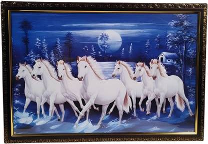 tapobal RADHA KRISHNA HAAT White horse wall frame 01 Decorative Showpiece  -  32 cm