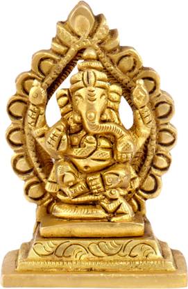 Shreeyash Brass Ganesh Bhagwan Idol Ganesha Statue Ganpati Murti Home Decorative Item Decorative Showpiece  -  7.6 cm