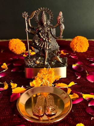 DARIDRA BHANJAN Goddess Maha Kali, Mahakali, Kalika Maa Brass Statue Decorative Showpiece  -  12 cm