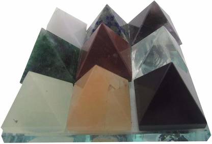 Plus Value Navagraha Pyramid Tray with Mirror Base Nine Planet Pyramid Decorative Showpiece  -  1.5 cm