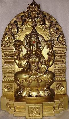 tskutty Lakshmi Idol Statue / MAHALAKSHMI / POLYMARBLE Golden MAHALAKSHMI Decorative Showpiece  -  17 cm