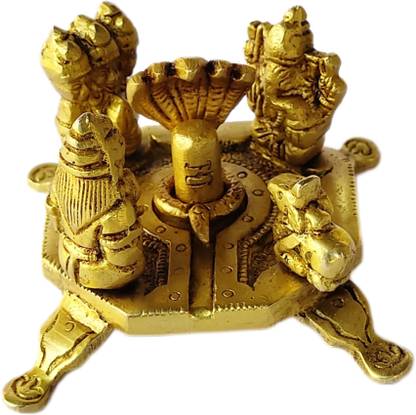 Pappan Shiva Linga With Brahma Vishnu Ganesh And Nandi Decorative Showpiece  -  8 cm