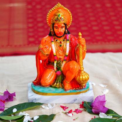 Chaque Decor Hanuman Handpainted Idol For Success & Gifts/Pooja Room/Home Decoration Decorative Showpiece  -  23 cm