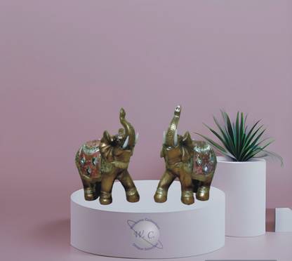 WINSOME COLLECTION Hathi Statue Double Elephant Showpiece Elephant Vastu Gift Fengshui Item Decorative Showpiece  -  25 cm