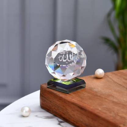 KhwajaDarbar Islamic Collectible Diamond Shape Crystal-Holy Name Allah 3D Holographic Print Decorative Showpiece  -  4.5 cm