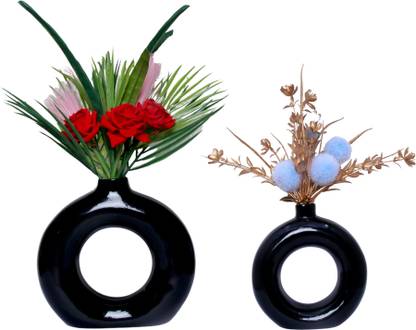 Flipkart SmartBuy Matte/Glossy Finish Round Shaped Flower Pot for Modern Gardens" Decorative Showpiece  -  15 cm