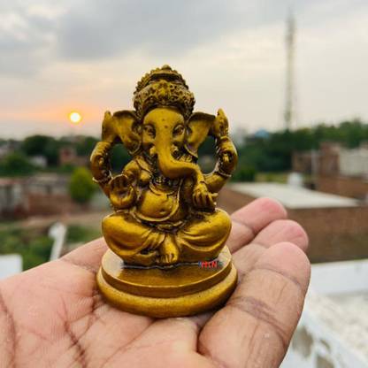 mark india Small Golden Ganesha for Car dashbaord Decorative Showpiece  -  7 cm