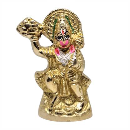 Divine Bazaar Lord Hanuman carrying Sanjeevani Mountain idol for Puja Decorative Showpiece  -  8 cm
