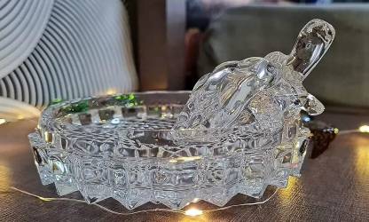 DARIDRA BHANJAN Crystal Turtle Tortoise with Plate for and Vastu Best Gift and Good Luck Decorative Showpiece  -  4 cm