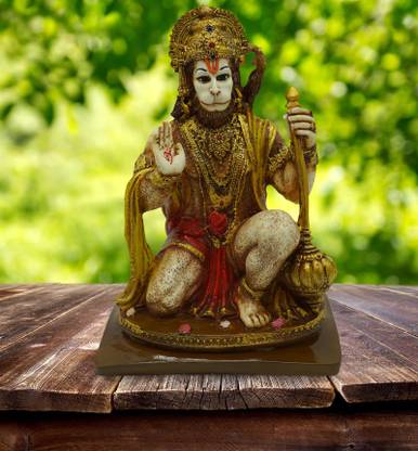 Chaque Decor Brown Lord Hanuman blessing Idol For Home Decoration(5.6x4x8) Decorative Showpiece  -  38.1 cm