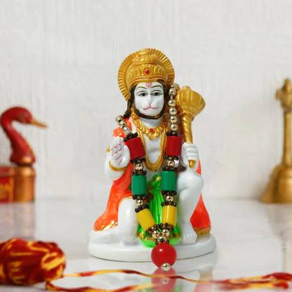 Sudaya Hanuman Ji Murti Idol Bajrangbali Sankat Mochan Bhagwan Idol Home Temple Decorative Showpiece  -  8.1 cm