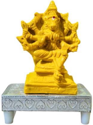 LeoTraders Varahi Amman Idol for Poojaroom (Yellow) with Silver Stand Decorative Showpiece  -  10 cm
