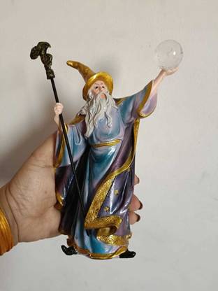 Natures Bounty Multicolour Master Merlin Statue/Wizard with Crystal Ball Decorative Showpiece  -  20 cm