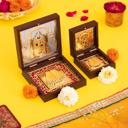 VedaConnection Gold Plated Lord Balaji Pocket Temple Small Decorative Showpiece  -  12 cm